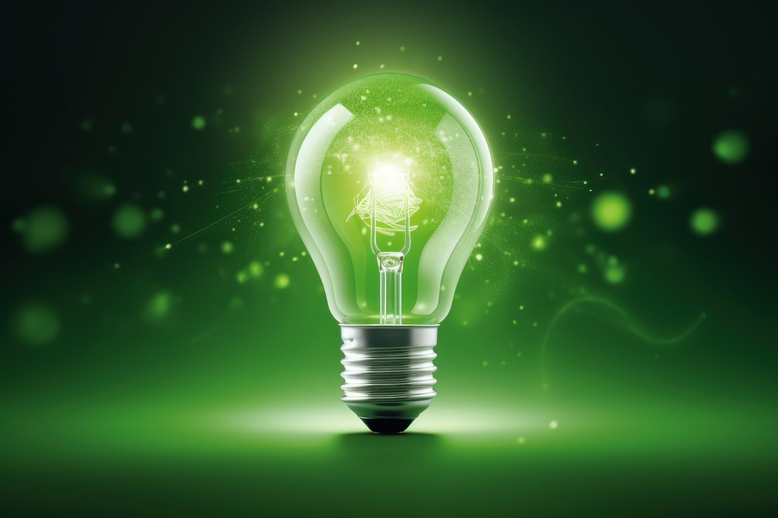 Eco Friendly Lightbulb, Energy Efficiency, Renewable and Sustainable Energy Concept. Created Generative Ai