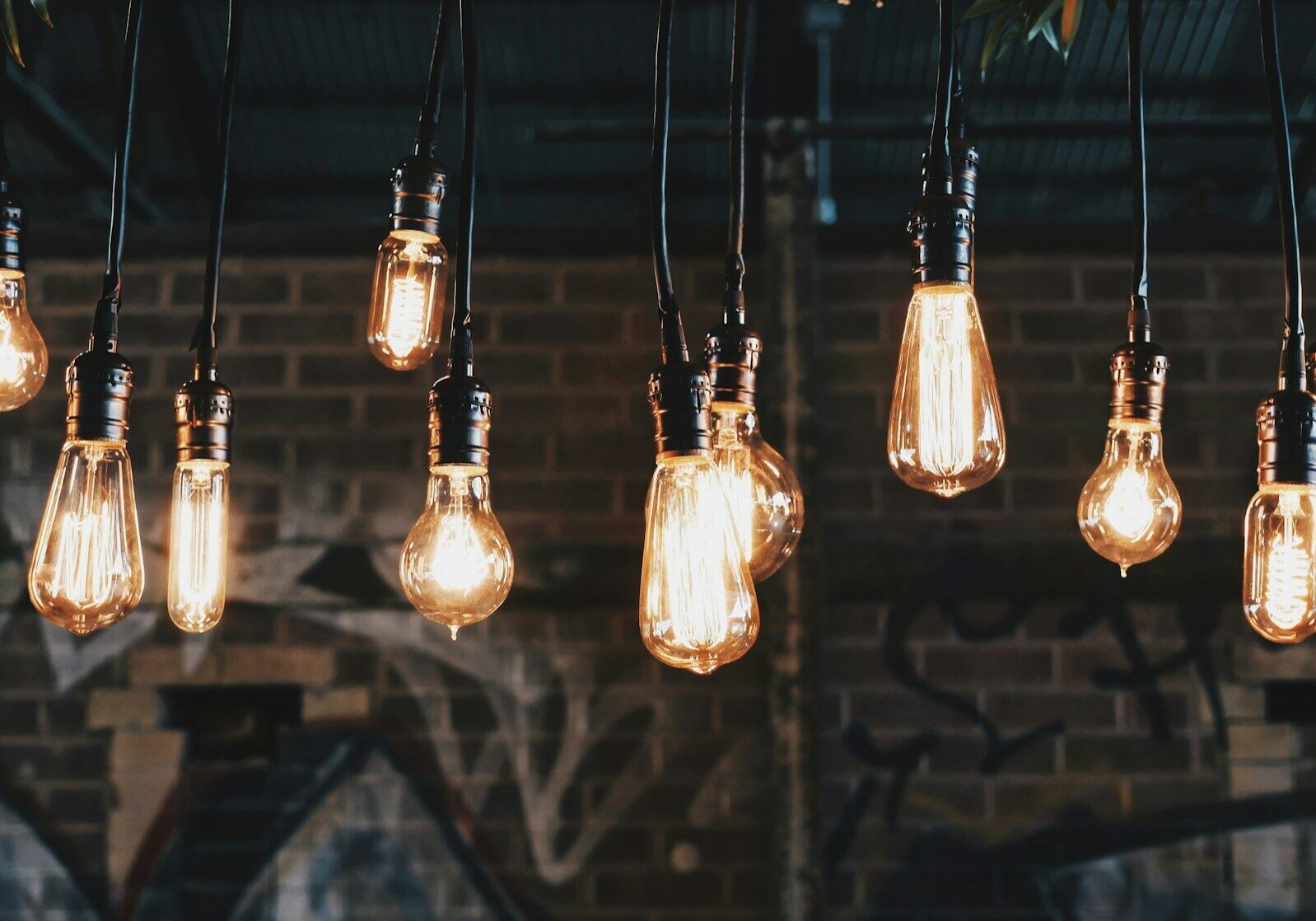 lighted vintage light bulbs
